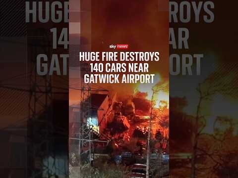 Huge fire destroys 140 cars near Gatwick Airport