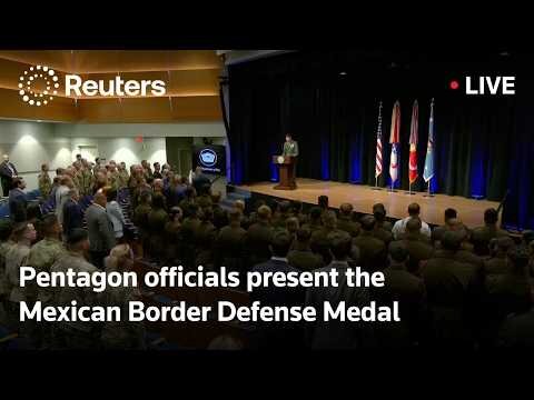 Pentagon officials present the Mexican Border Defense Medal