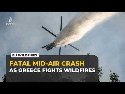 Two firefighting helicopters crash while Greece fights coastal wildfires