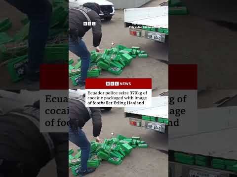 Ecuador police seize 370kg of cocaine packaged with image of footballer Erling Haaland. #BBCNews