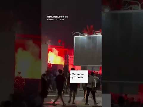 Flares burn near Moroccan port as migrants try to cross into Spain