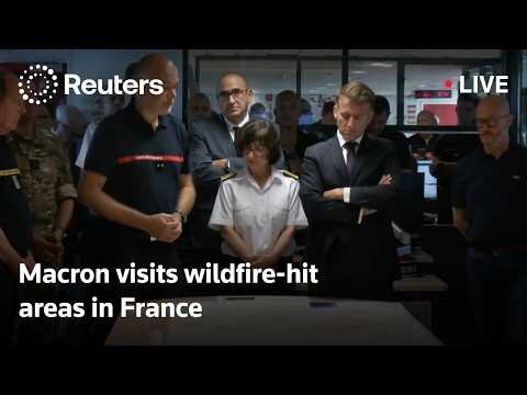 Macron visits wildfire-hit areas in France