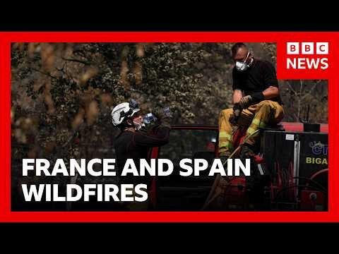 Firefighters try to stop flare-up of France and Spain wildfires as fourth heatwave begins