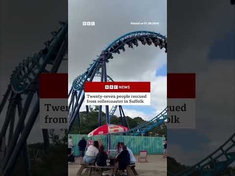 Twenty-seven people rescued from rollercoaster in Suffolk. #PleasurewoodHills #BBCNews