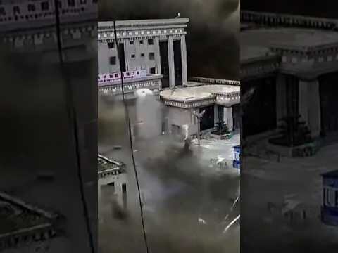 Second angle shows massive mudslide engulf border crossing