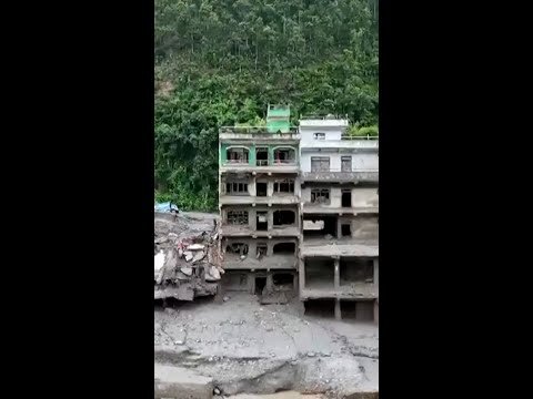 Drone video shows destruction after Nepal flash floods