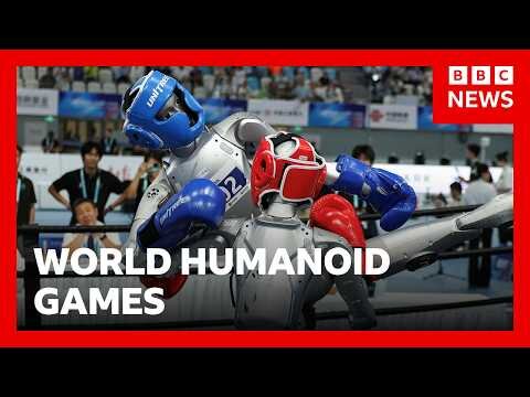Robots compete in football, boxing and sprinting at World Humanoid Games in China