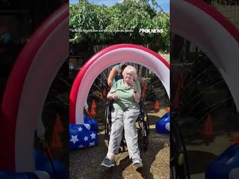 Nursing home residents roll through 'sprinkler car wash' to beat the summer heat #foxnews #shorts