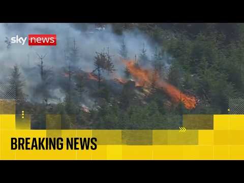 Firefighters tackling wildfires in Wales