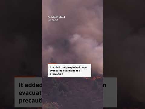 Smoke rises from England's Suffolk wildfire