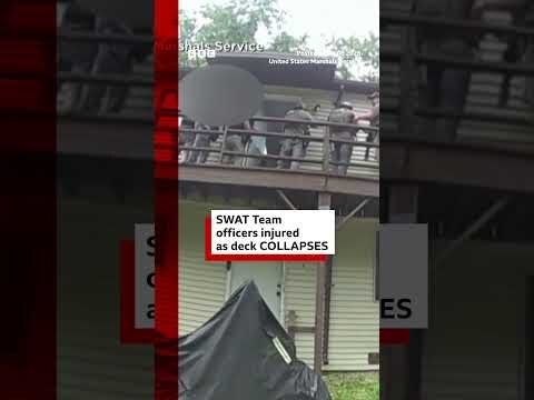 Watch moment deck collapses during SWAT Team operation in Missouri. #US #BBCNews