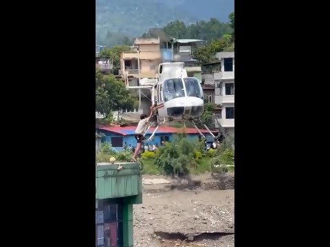 Nepali army rescues stranded man after devastating floods