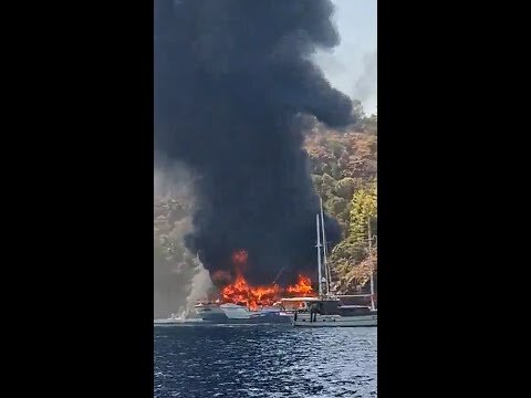 Tourist boat goes up in flames off Turkish coast