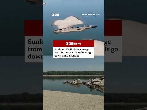Sunken WWII ships emerge from Danube as river levels go down amid drought. #BBCNews