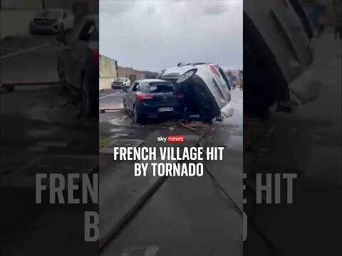 Vehicles and debris scattered as French village is hit by tornado