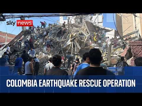 Rescuers in Colombia at site of collapsed building