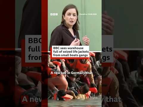 BBC sees warehouse full of seized life jackets from small boats gangs. #Germany #BBCNews