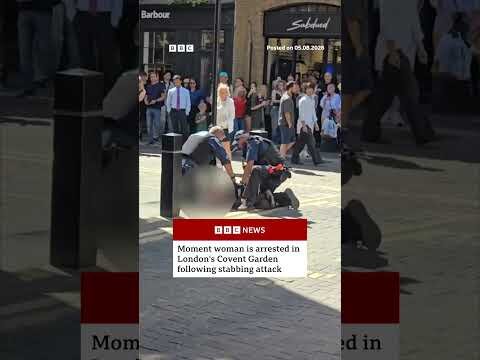 Moment woman is arrested in London's Covent Garden following stabbing attack. #BBCNews