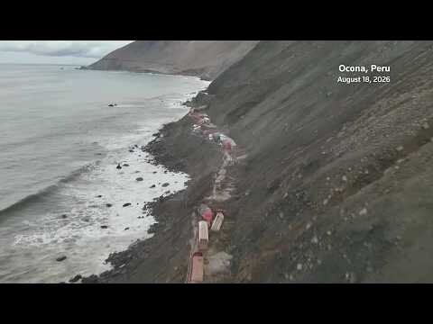Peru landslides strand hundreds of cargo trucks