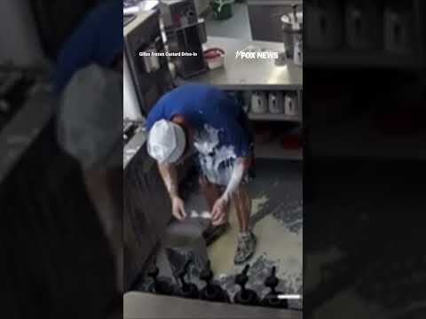 Frozen custard employee DROPS HUGE batch of shake mix #shorts #us #viral