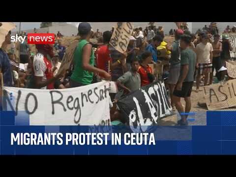 Migrants protest in Ceuta