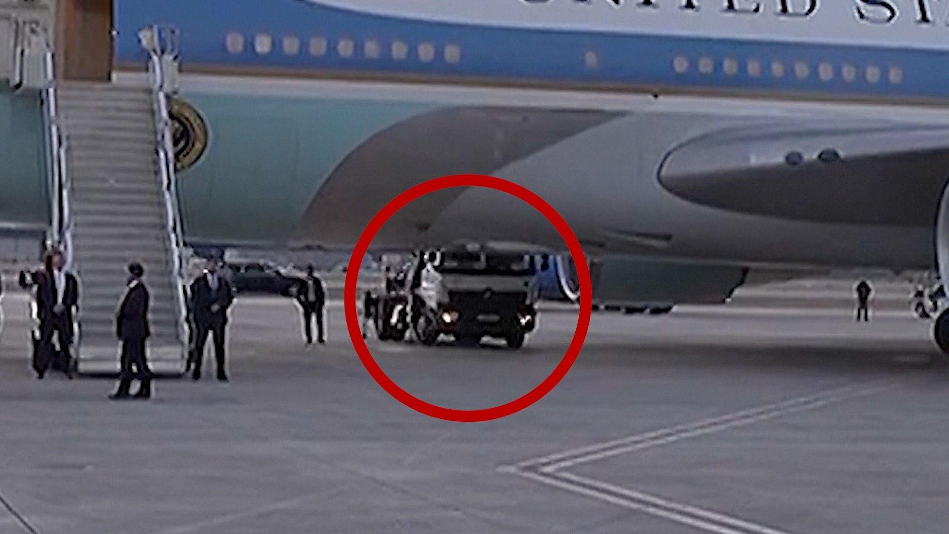Was Trump smuggled out of Air Force One in a catering truck?