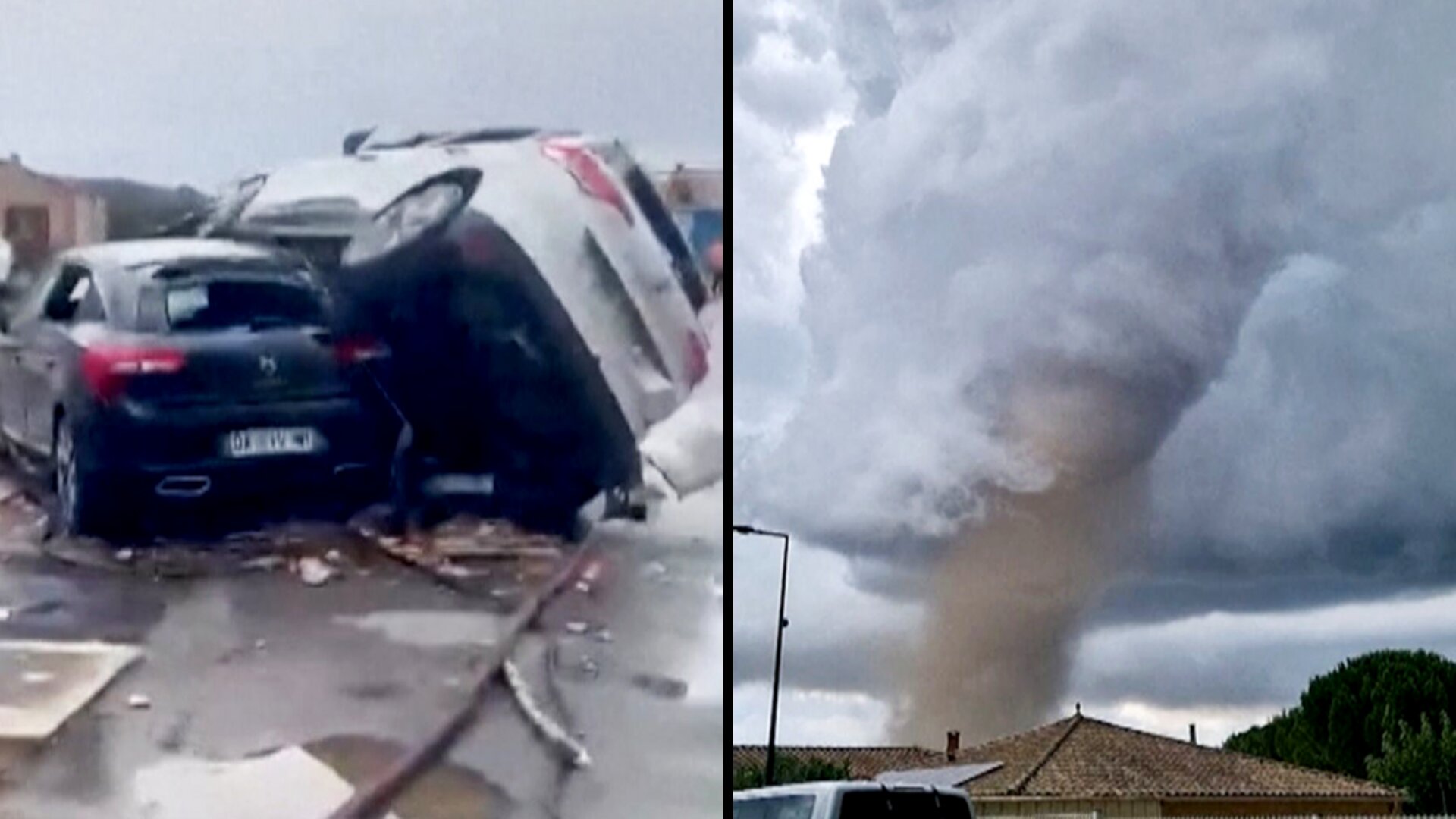 Moment tornado tears through southern France