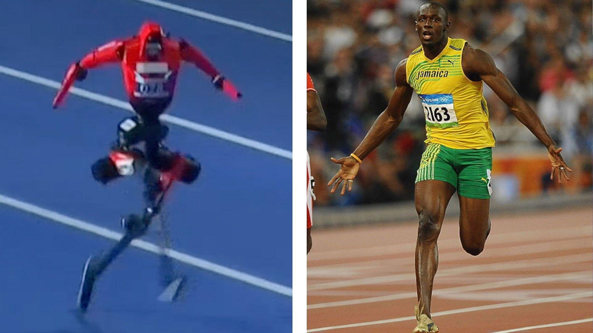 Moment robot attempts to beat Usain Bolt's 100m record