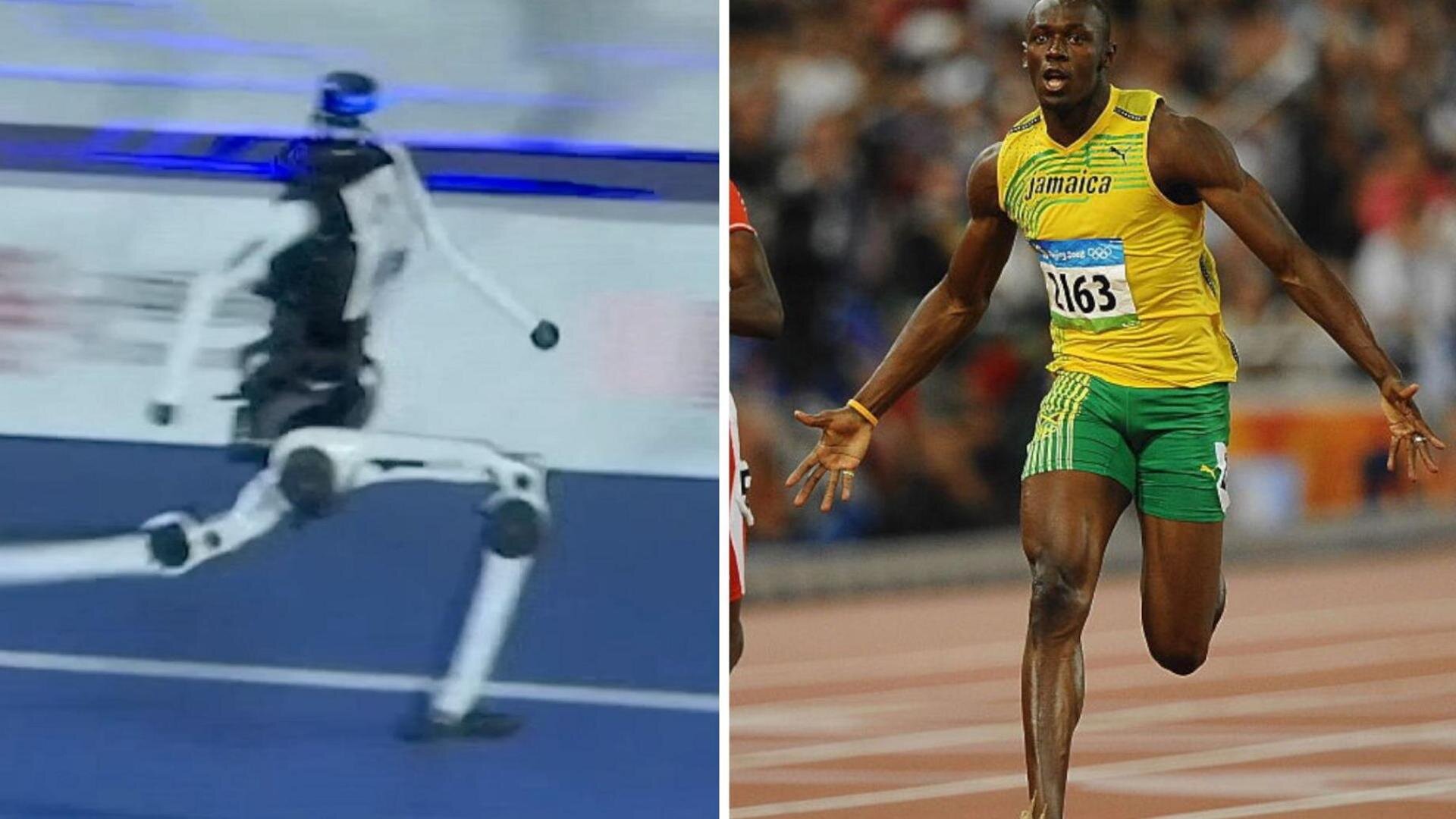 Moment humanoid robot beats Usain Bolt's 100m record