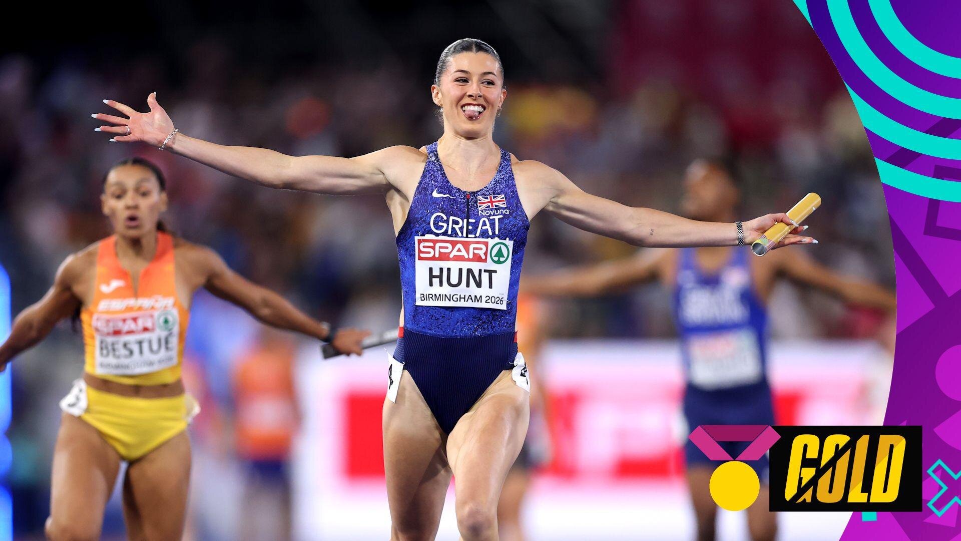 Hunts wins fourth gold as Great Britain storm to mixed 4x100m relay victory