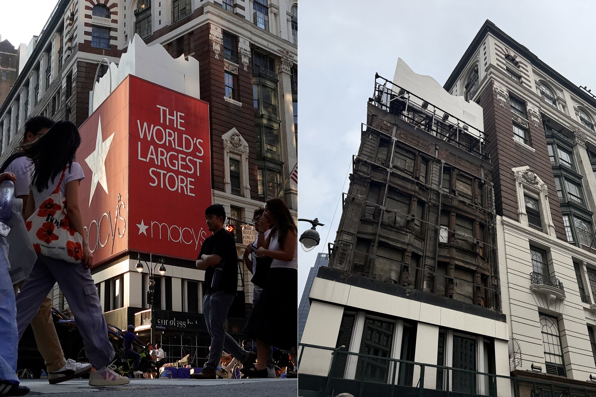 The iconic Herald Square Macy's sign is down, laying history bare