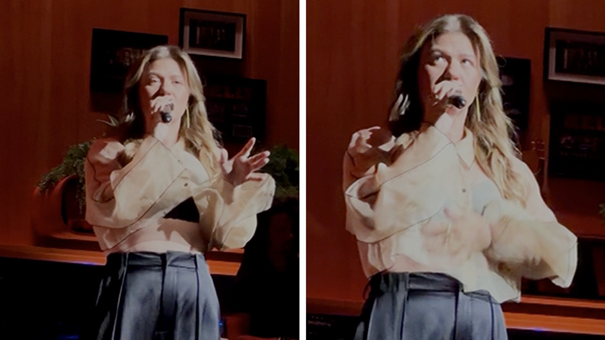 Kelly Clarkson Jokes About Having 'Small' Boobs on Stage