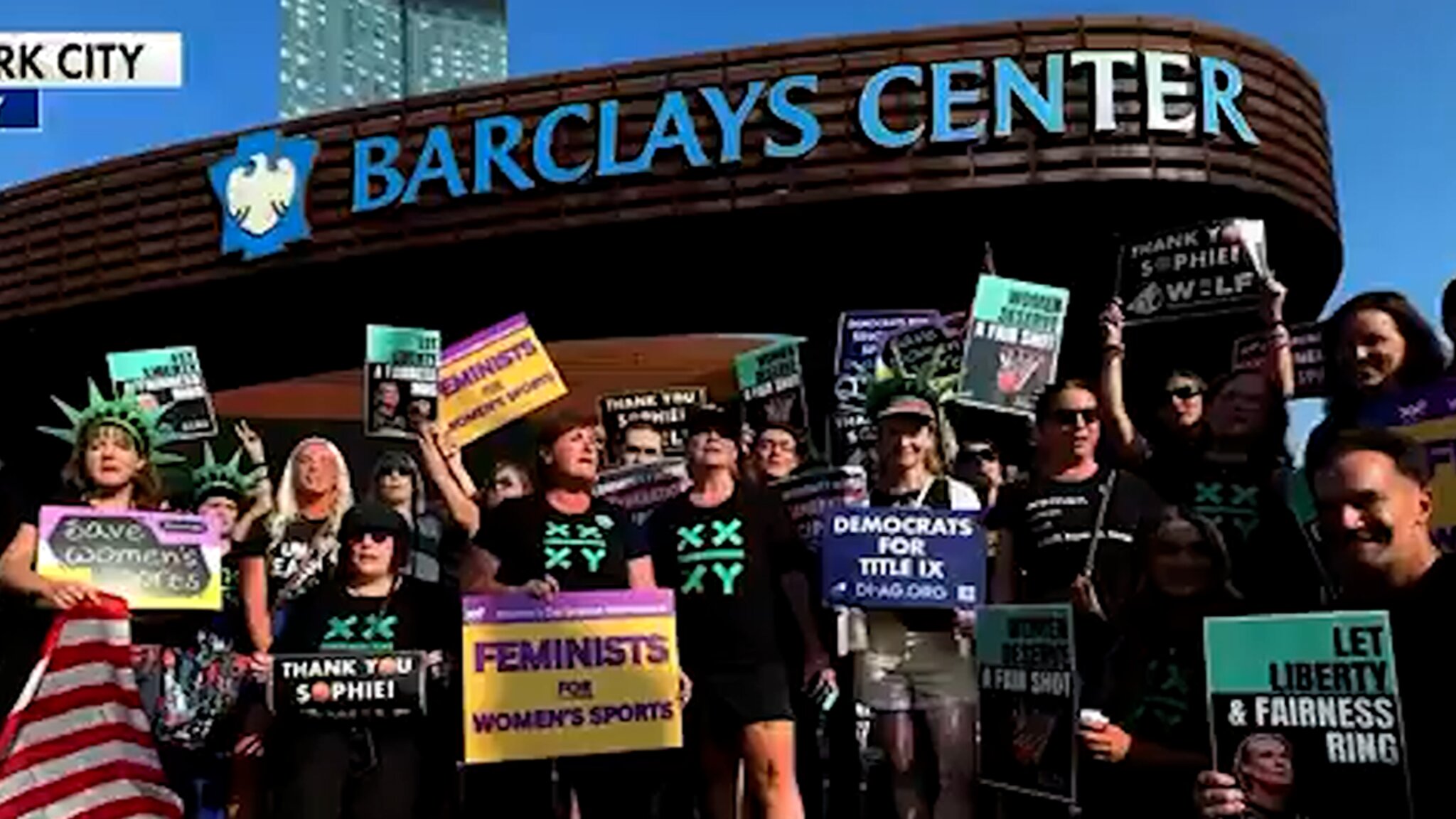 Sophie Cunningham Supporters, Trans Rights Activists Face Off Outside Liberty Game