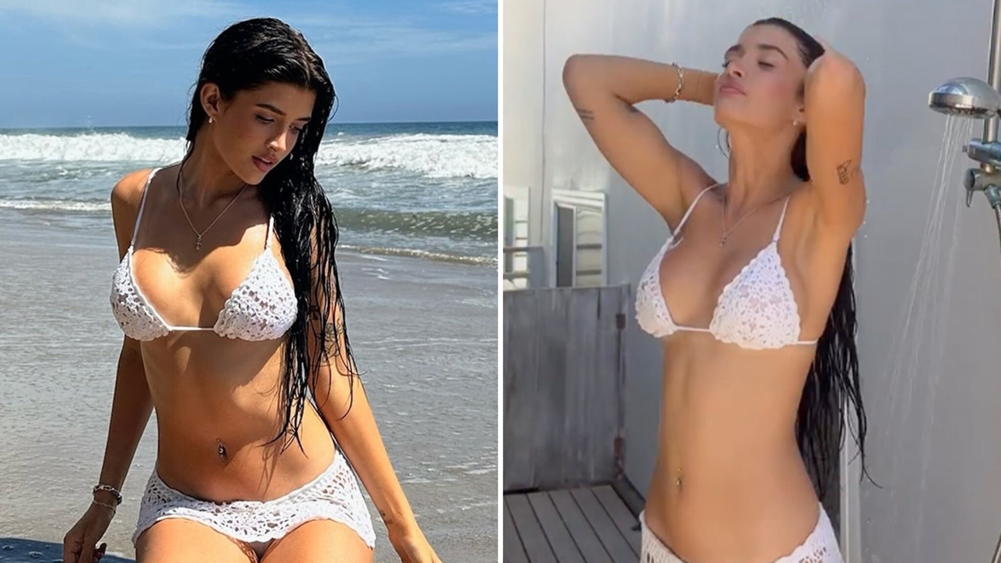 Sami Sheen Hits The Shower In Crochet Bikini