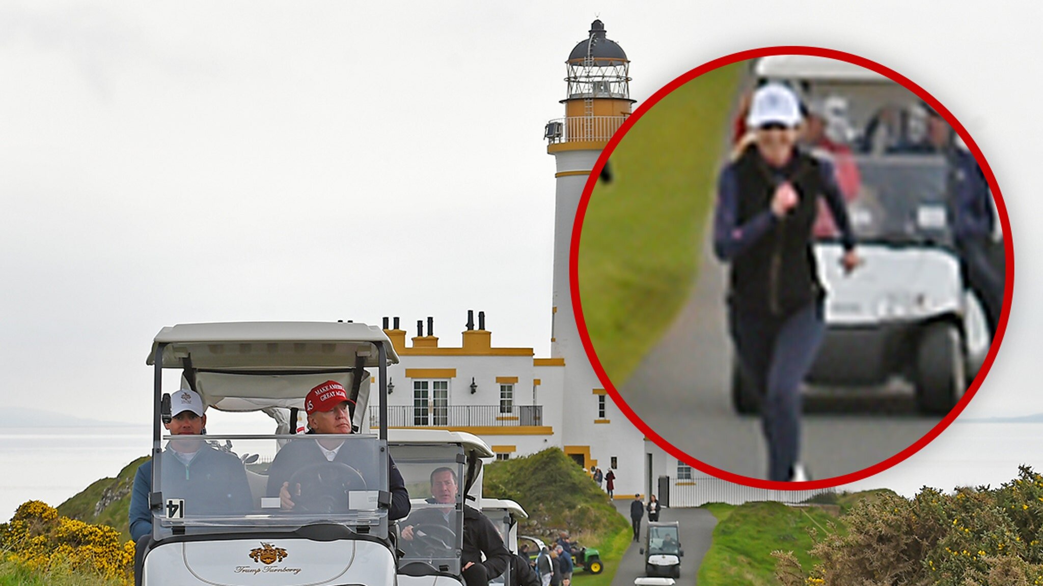 Trump Aide Natalie Harp Spotted Running After His Golf Cart in Scotland