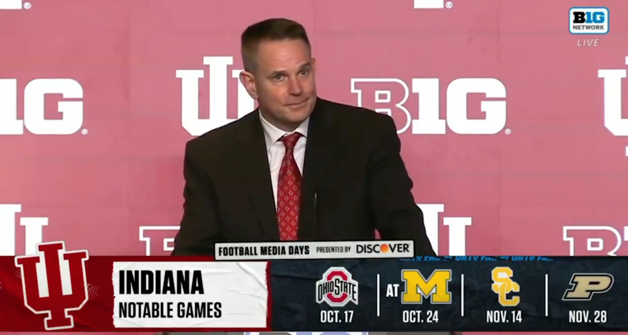 Curt Cignetti celebrated Big Ten media days by taking several shots at the SEC