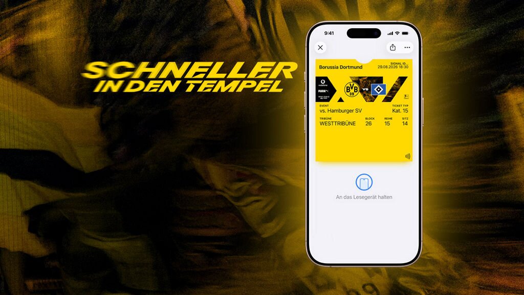 Quicker into the stadium: NFC tickets in Apple Wallet at SIGNAL IDUNA PARK