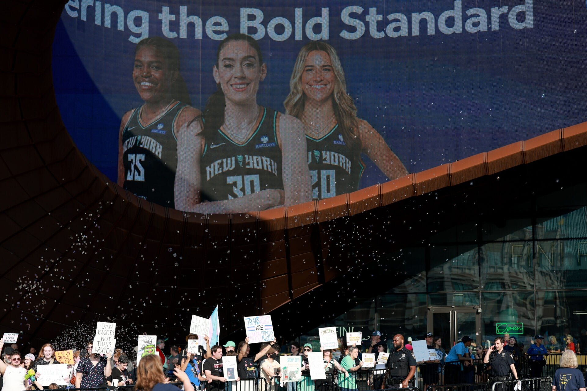 Liberty send a jumbotron message to trans fans during game against Sophie Cunningham and Fever