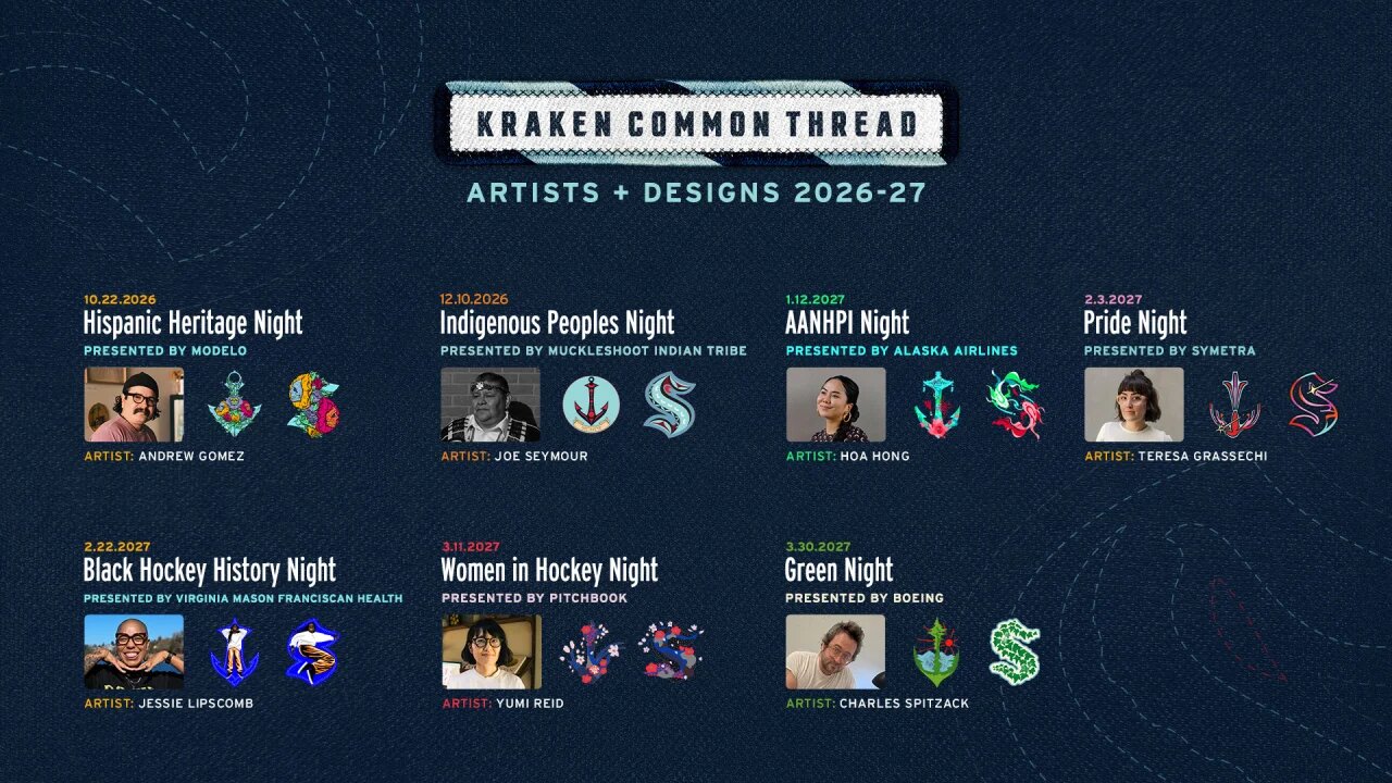 Kraken announce artists and designs for 2026-2027 Kraken Common Thread jerseys
