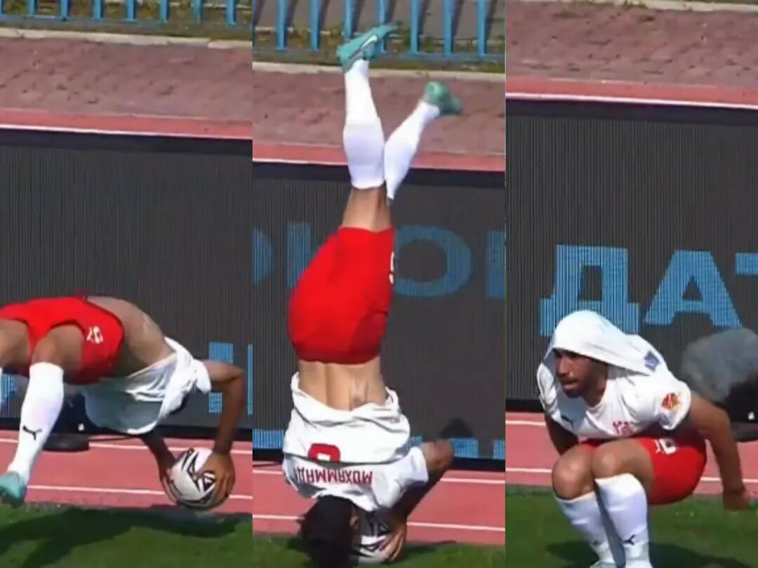 🎥 You have to see this! Player tees up goal with a somersault