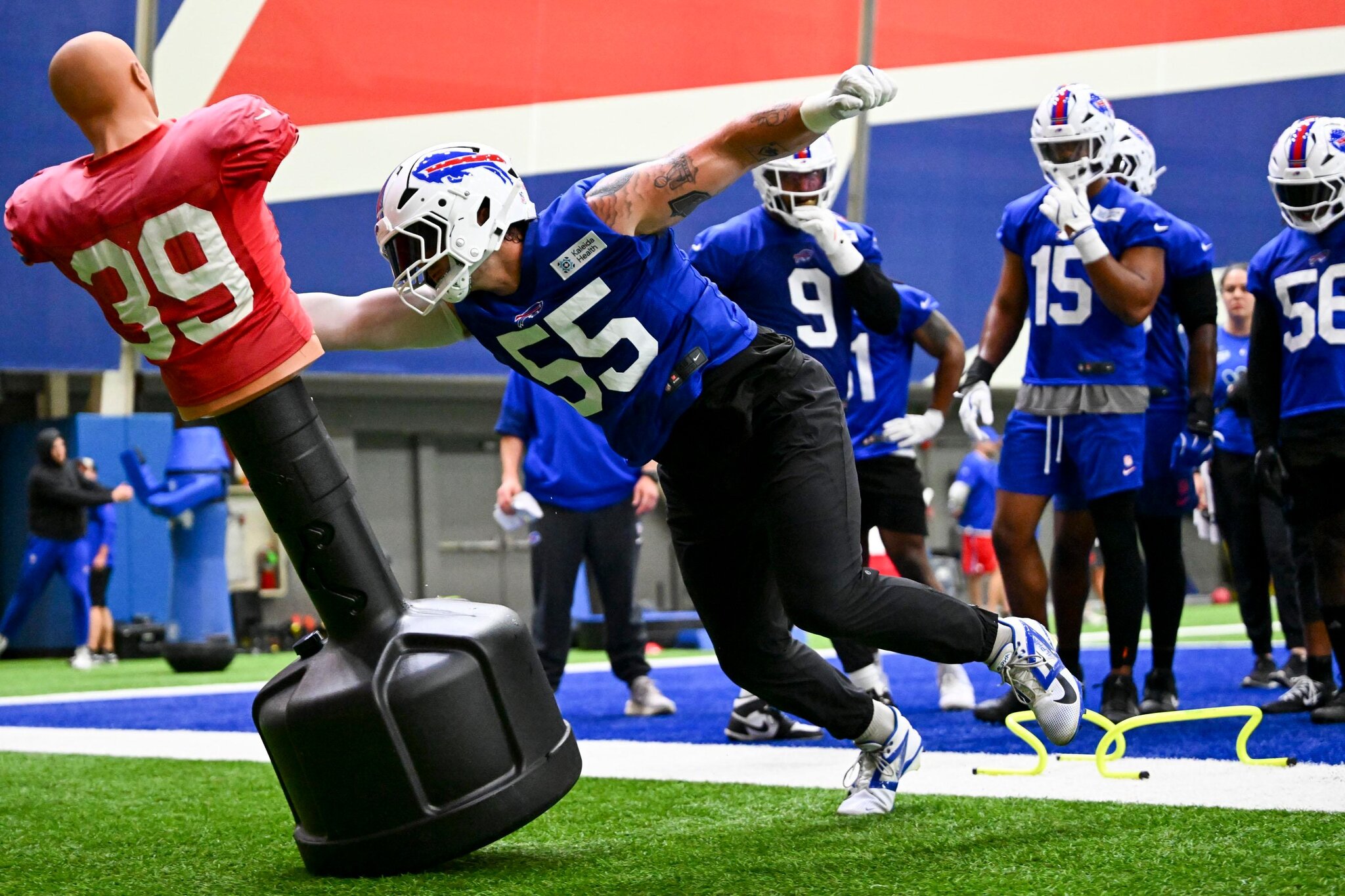 Michael Hoecht practicing to open Bills training camp