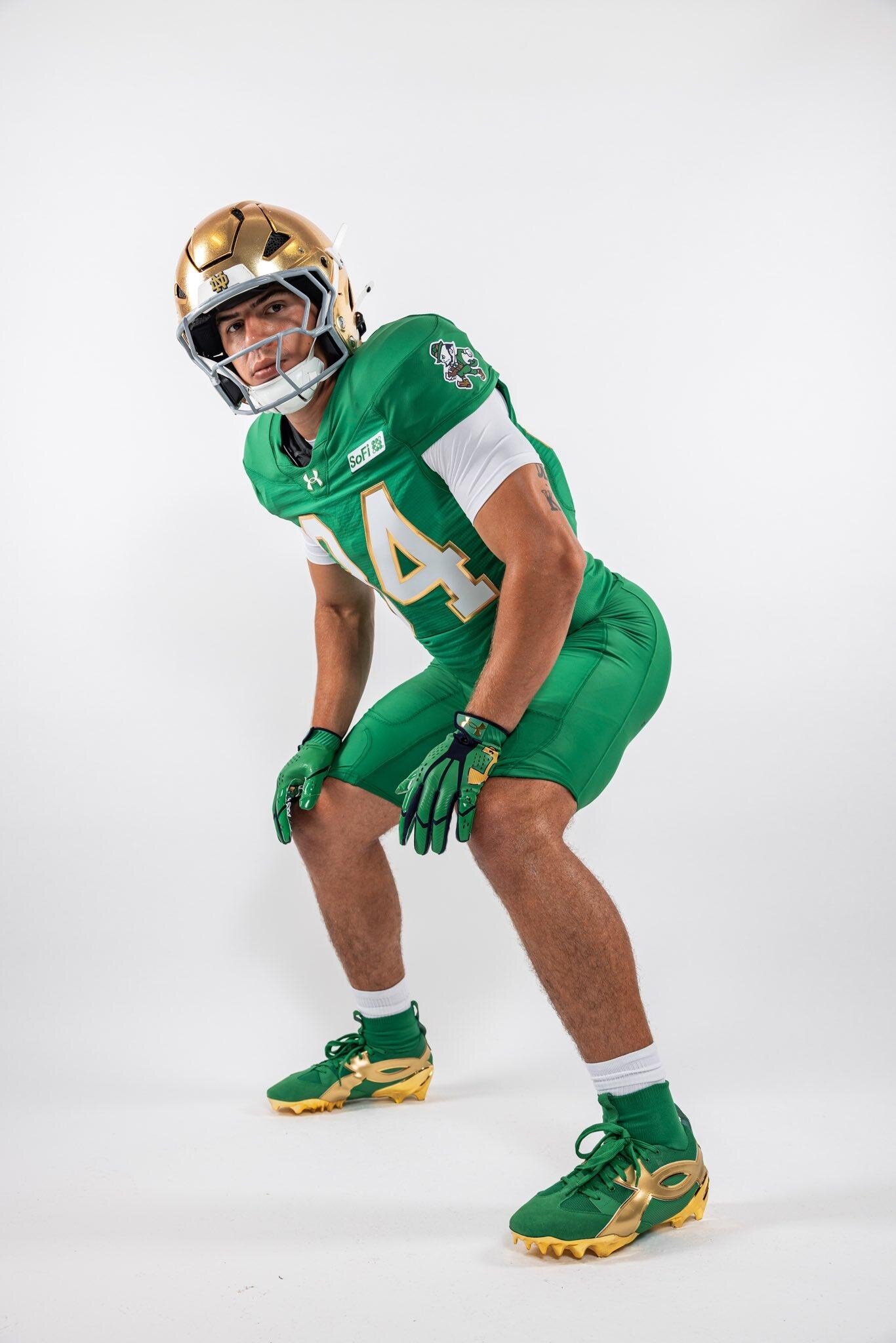 These are the official GREEN OUT uniforms for Notre Dame Football