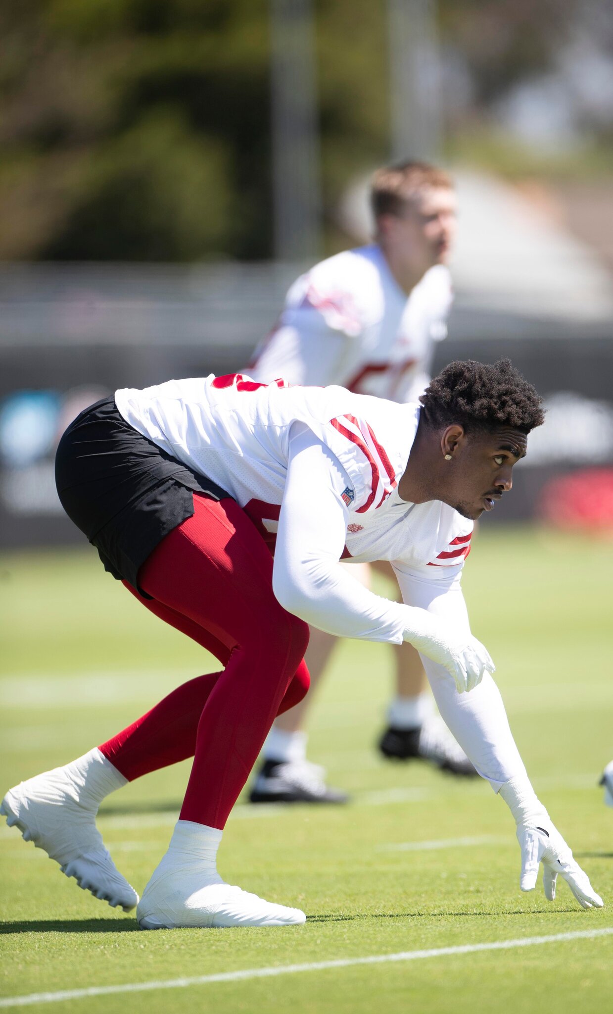 49ers rookie Romello Height leaves practice on a cart with cramps