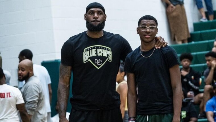 LeBron James' son Bryce James channels dad with block and 3-pointer abroad