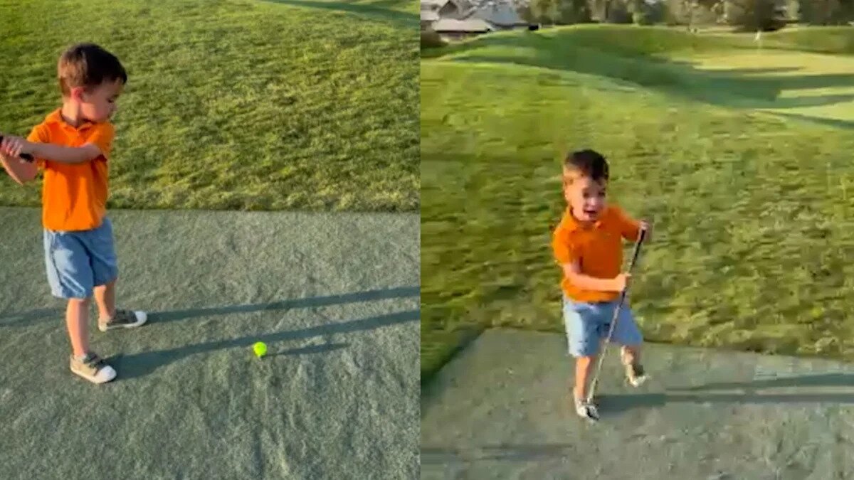 Boy's first golf course visit with dad leads to a shot nobody expected