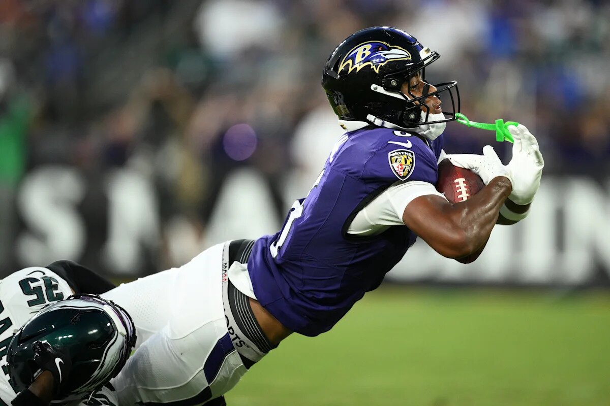 Ja'Kobi Lane has TD catch on promising night for Ravens rookie receivers in 24-7 win over Eagles