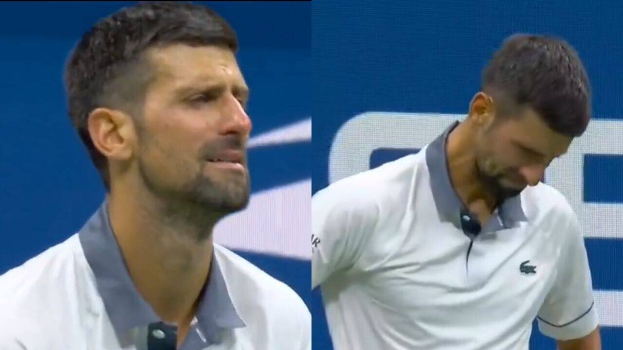 Djokovic in tears during his first-round US Open defeat to Navone