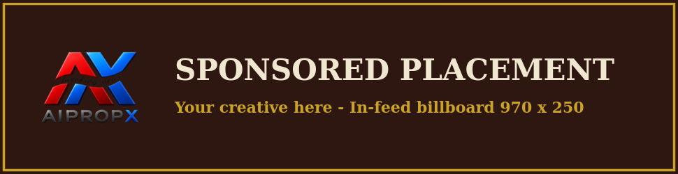Sample in-feed billboard creative with the AIPROPX logo — 970 by 250 pixels